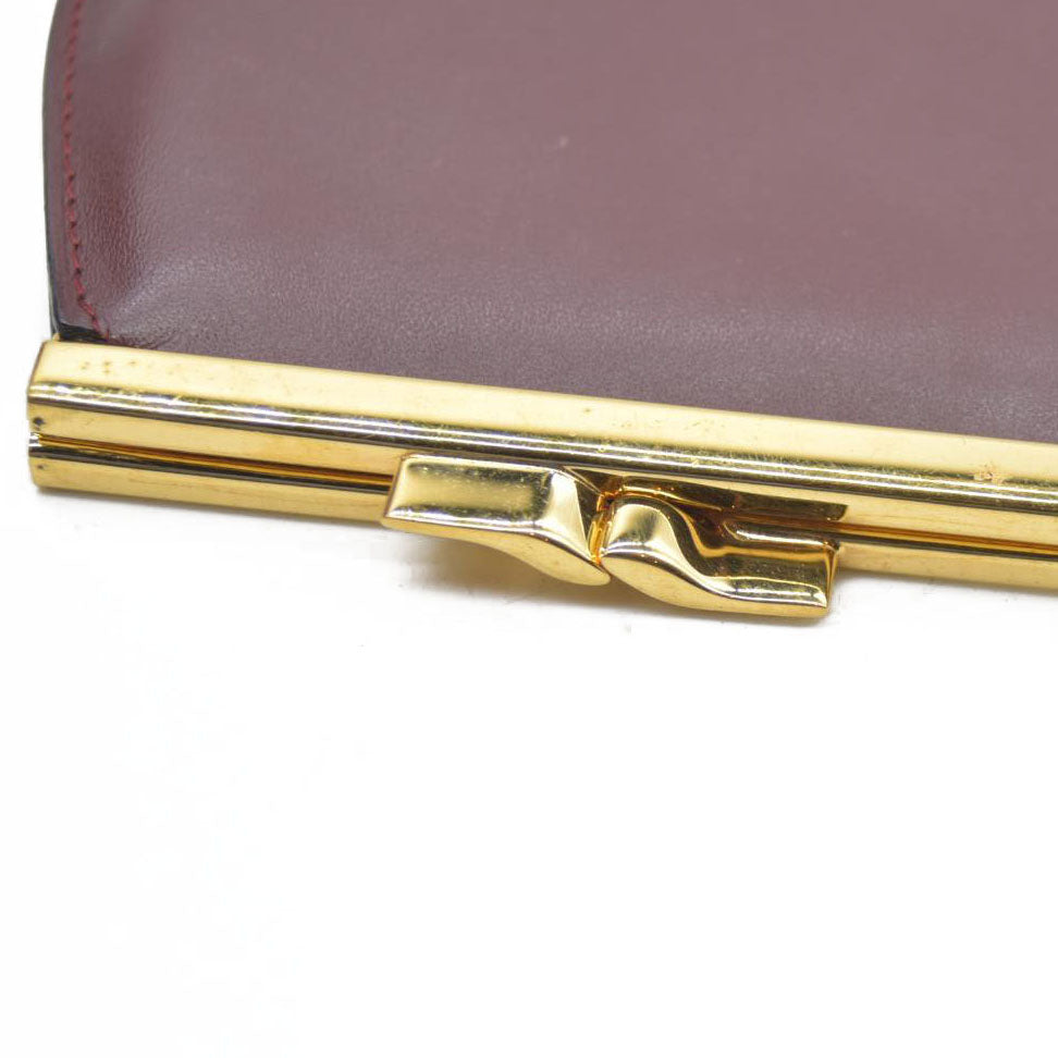 AUCTION $620 Must de Cartier Leather Coin Purse Wallet Bordeaux