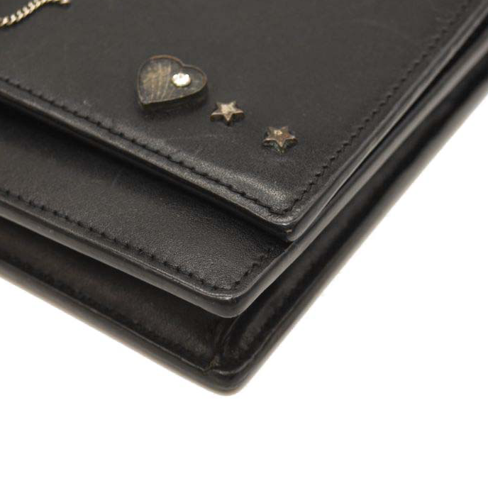 Saint Laurent Smooth Calfskin Classic Monogram Pins Kate Tassel Chain Wallet Black