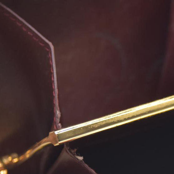 AUCTION $620 Must de Cartier Leather Coin Purse Wallet Bordeaux