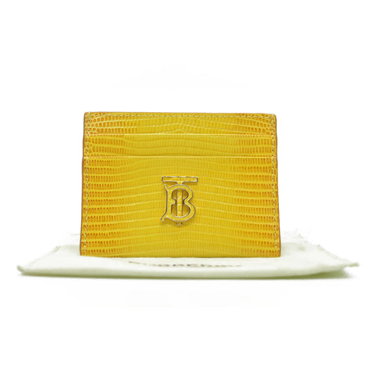 Burberry embossed leather tb card case Yellow CONSIGNMENT