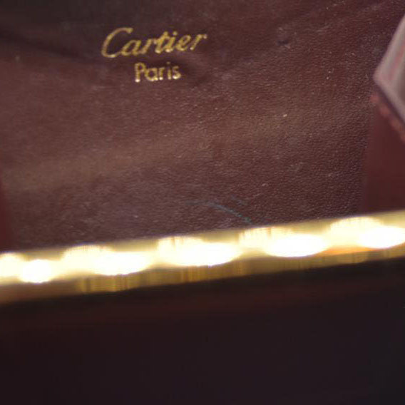 AUCTION $620 Must de Cartier Leather Coin Purse Wallet Bordeaux
