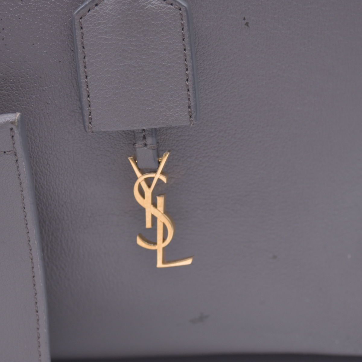 $1650 2018 SAINT LAURENT Calfskin Shopping East West YSL Tote Grey