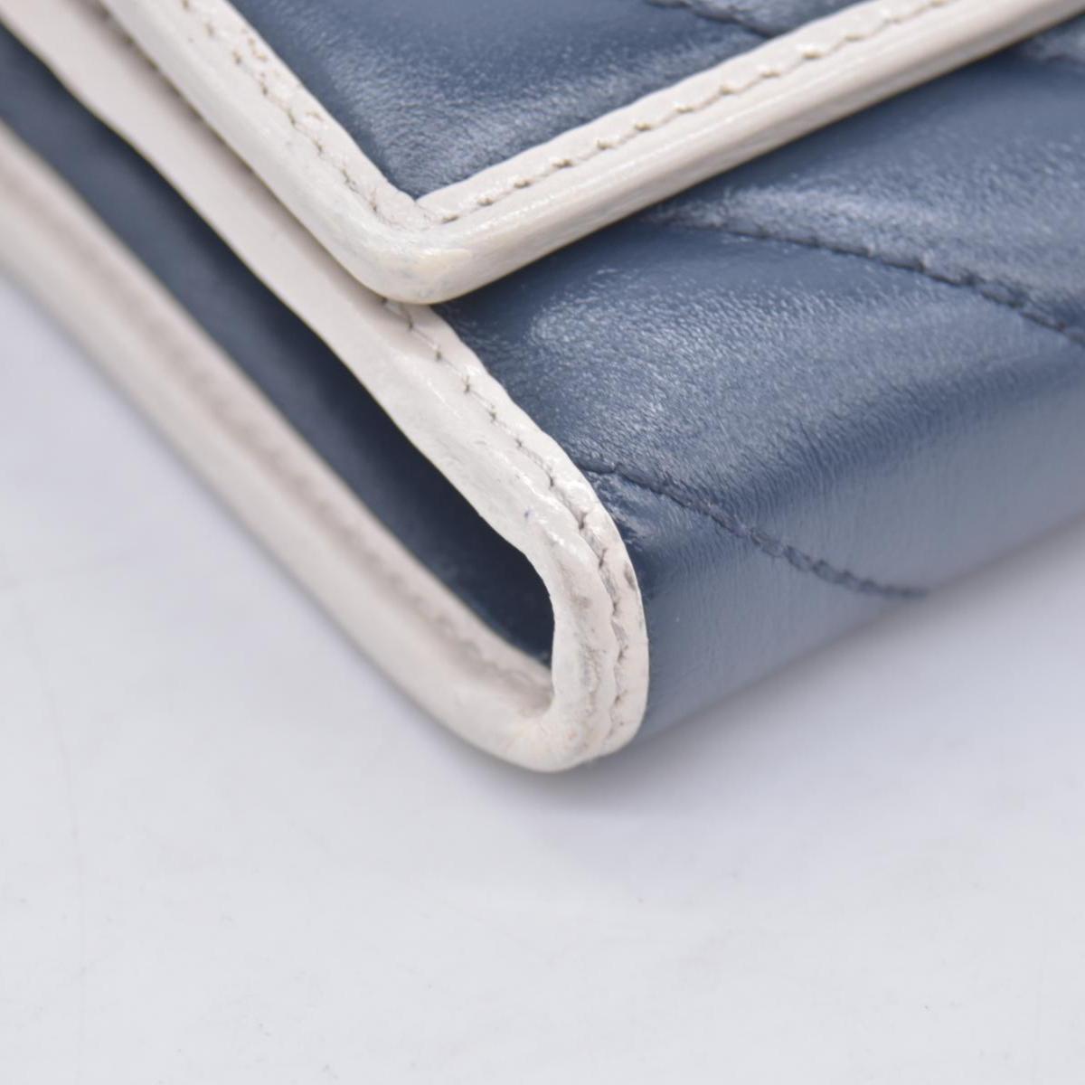 $795 Gucci Vintage Effect Calfskin matelasse Diagonal Torchon GG Marmont Continental Clutch Wallet Blue Agata Mystic White CONSIGNMENT