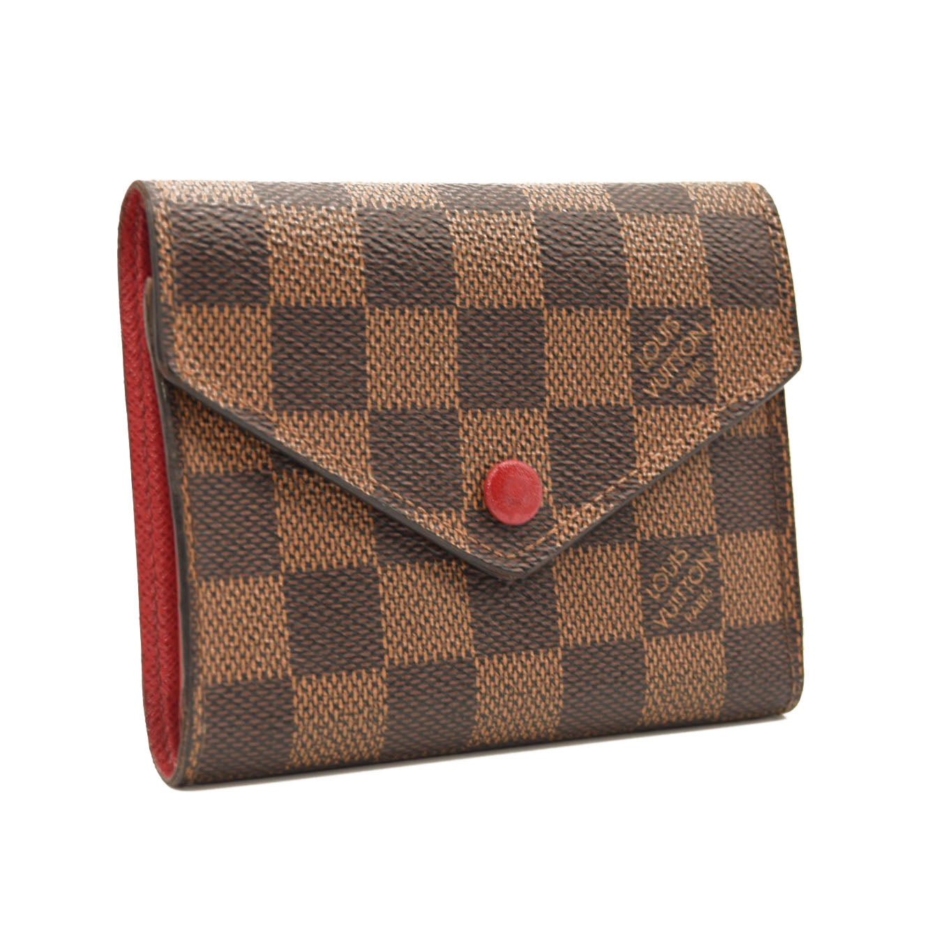 LOUIS VUITTON Damier Ebene Victorine Wallet Red