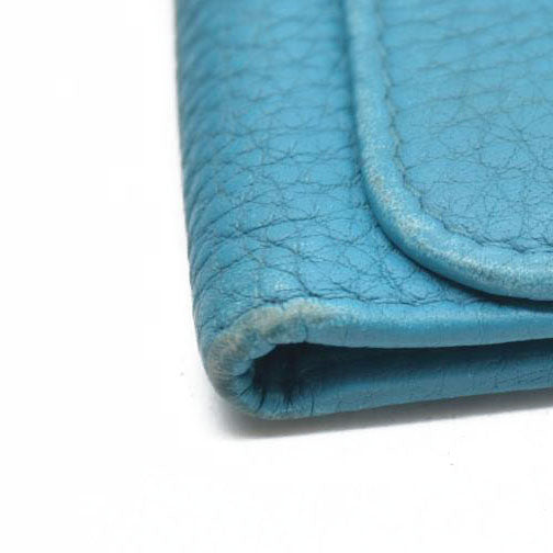 AUCTION $575 PRADA Logo Vitello Leather 6 Ring Key Case Blue