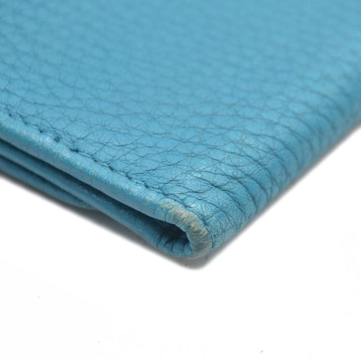 AUCTION $575 PRADA Logo Vitello Leather 6 Ring Key Case Blue