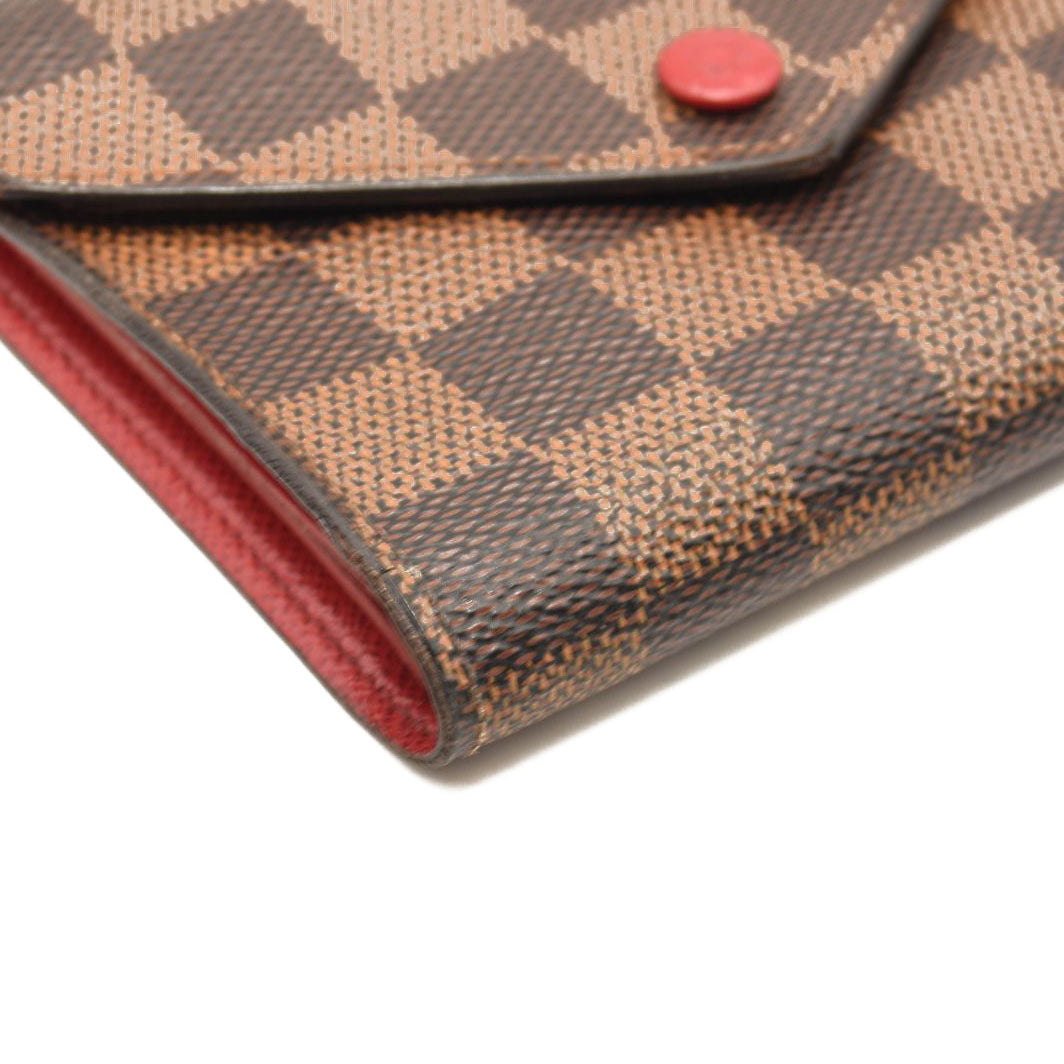 LOUIS VUITTON Damier Ebene Victorine Wallet Red