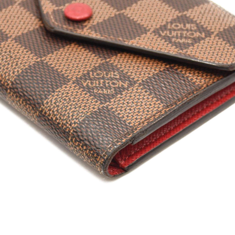 LOUIS VUITTON Damier Ebene Victorine Wallet Red