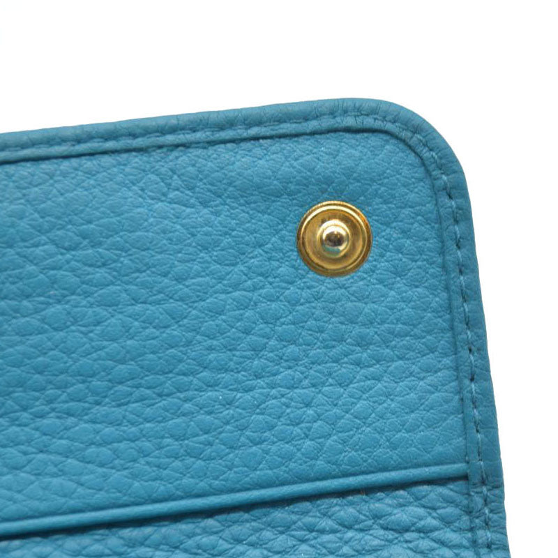 AUCTION $575 PRADA Logo Vitello Leather 6 Ring Key Case Blue