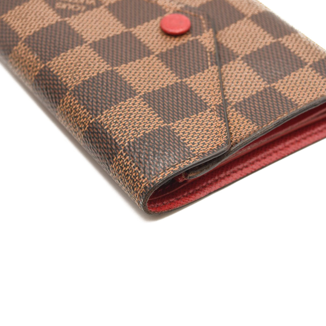 LOUIS VUITTON Damier Ebene Victorine Wallet Red