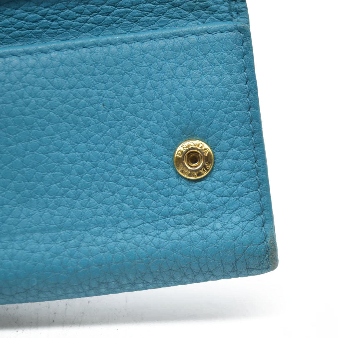 AUCTION $575 PRADA Logo Vitello Leather 6 Ring Key Case Blue