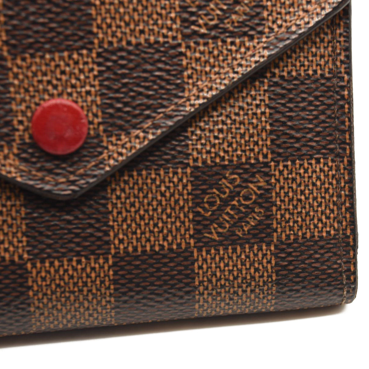 LOUIS VUITTON Damier Ebene Victorine Wallet Red