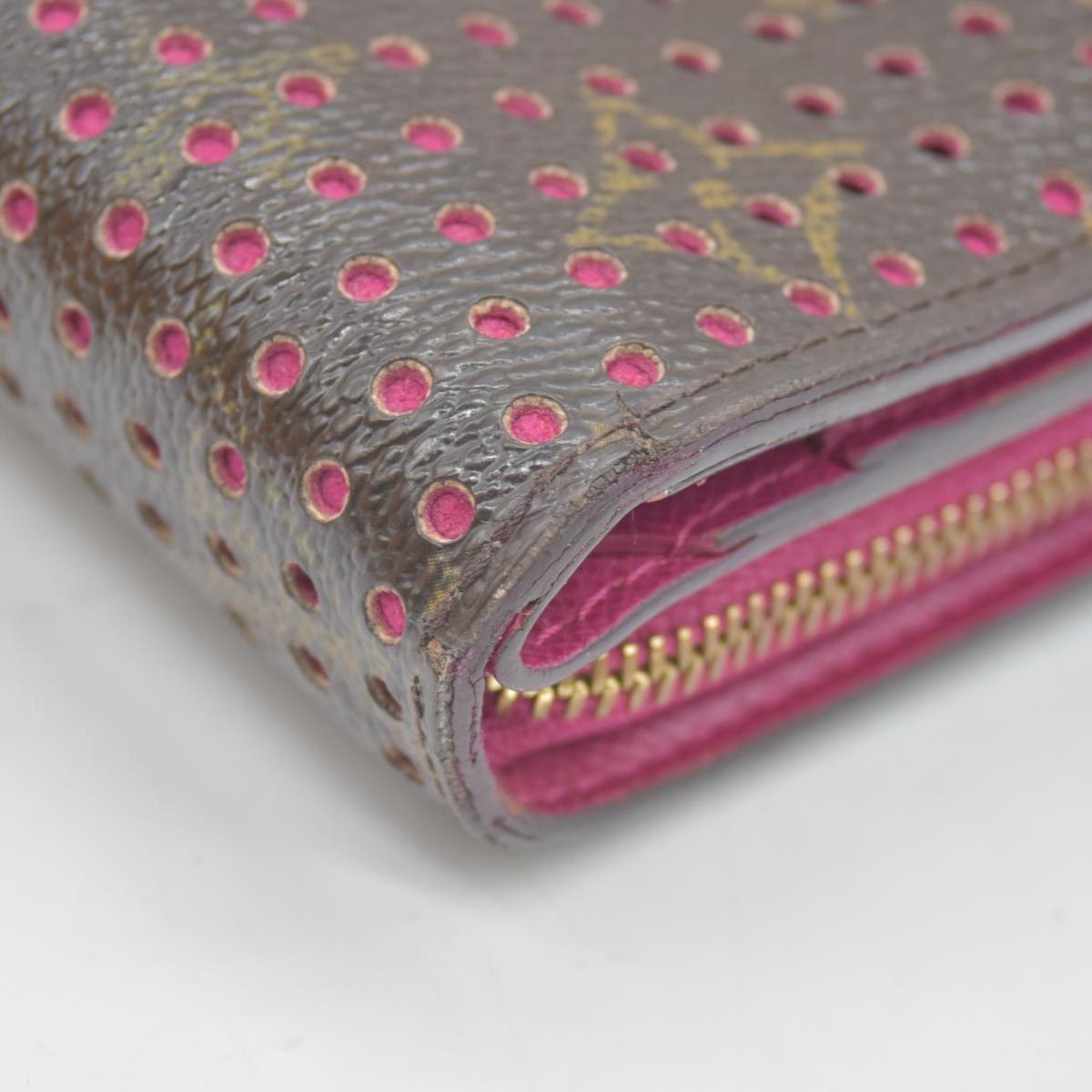 $640 2006 Louis Vuitton Monogram Perforated Compact Zipped Wallet Fuchsia CONSIGNMENT