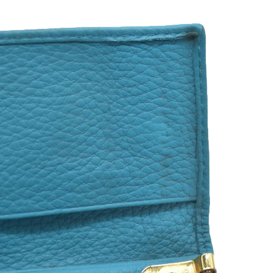 AUCTION $575 PRADA Logo Vitello Leather 6 Ring Key Case Blue