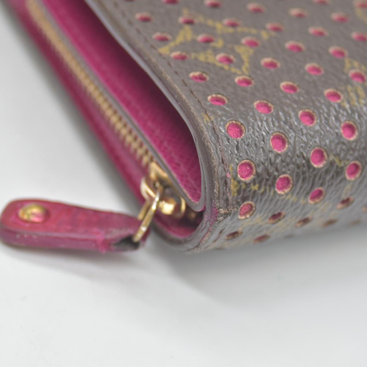 $640 2006 Louis Vuitton Monogram Perforated Compact Zipped Wallet Fuchsia CONSIGNMENT