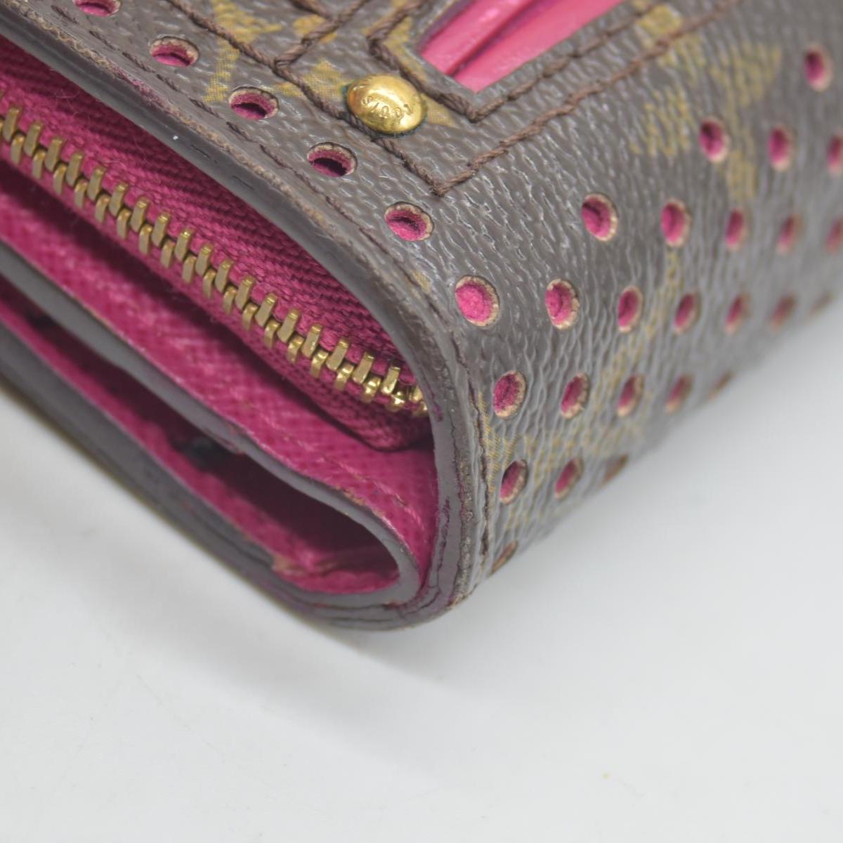 $640 2006 Louis Vuitton Monogram Perforated Compact Zipped Wallet Fuchsia CONSIGNMENT