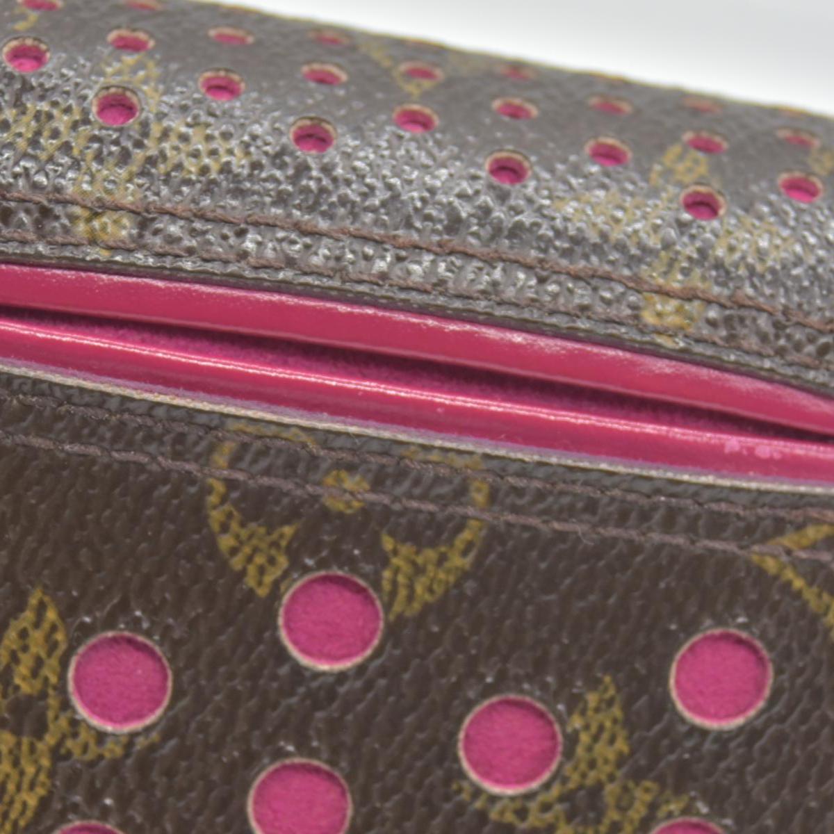 $640 2006 Louis Vuitton Monogram Perforated Compact Zipped Wallet Fuchsia CONSIGNMENT