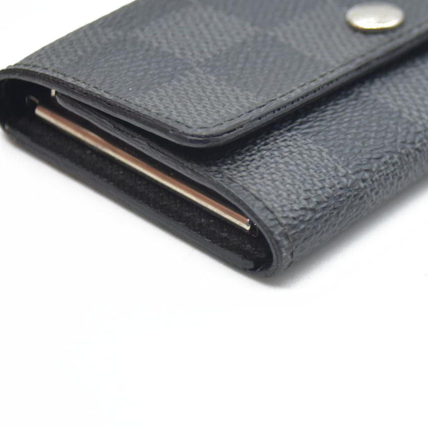 AUCTION $345 Louis Vuitton Damier Graphite Multicles 6 Ring Key Case Black CT3009