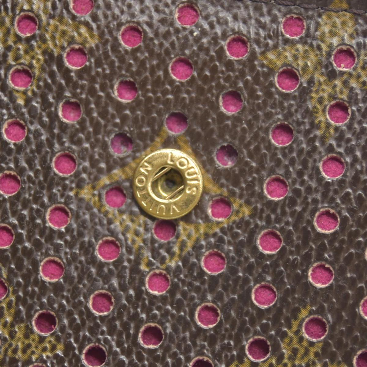 $640 2006 Louis Vuitton Monogram Perforated Compact Zipped Wallet Fuchsia CONSIGNMENT