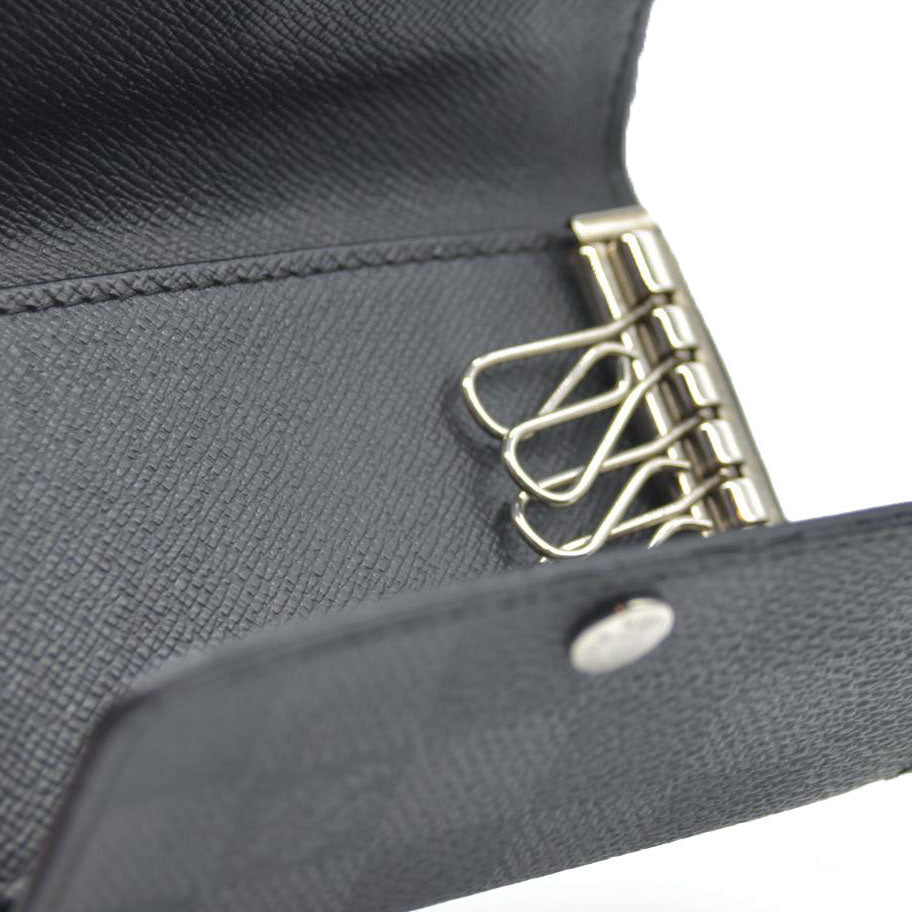 AUCTION $345 Louis Vuitton Damier Graphite Multicles 6 Ring Key Case Black CT3009