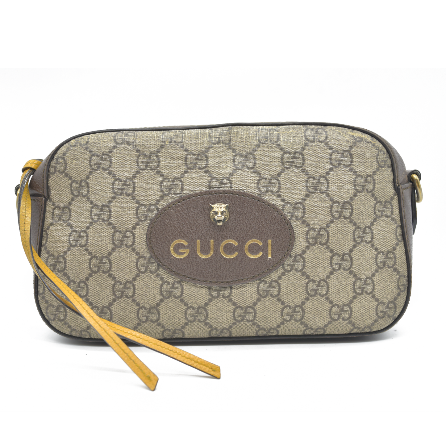 $1890 Gucci  GG Supreme Monogram Web Neo Vintage Shoulder Bag Beige New Acero Crop