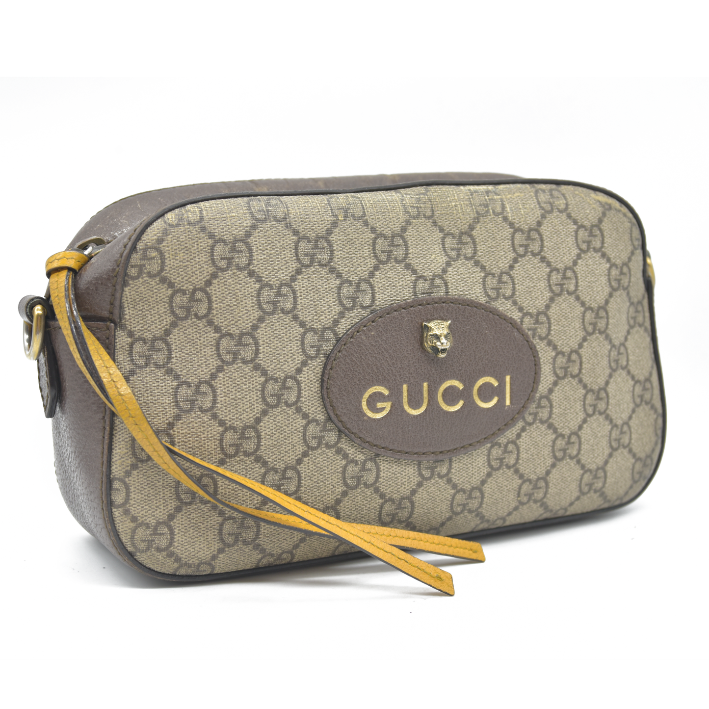 $1890 Gucci  GG Supreme Monogram Web Neo Vintage Shoulder Bag Beige New Acero Crop
