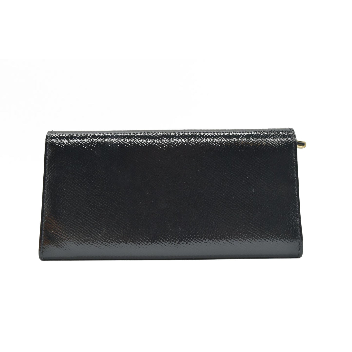 $620 Burberry Grainy Calfskin Patent Black Leather Porter Continental Wallet Black CONSIGNMENT