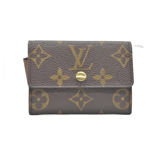 Louis Vuitton Monogram Porte Monnaie Plat Coin Purse Wallet Brown CONSIGNMENT