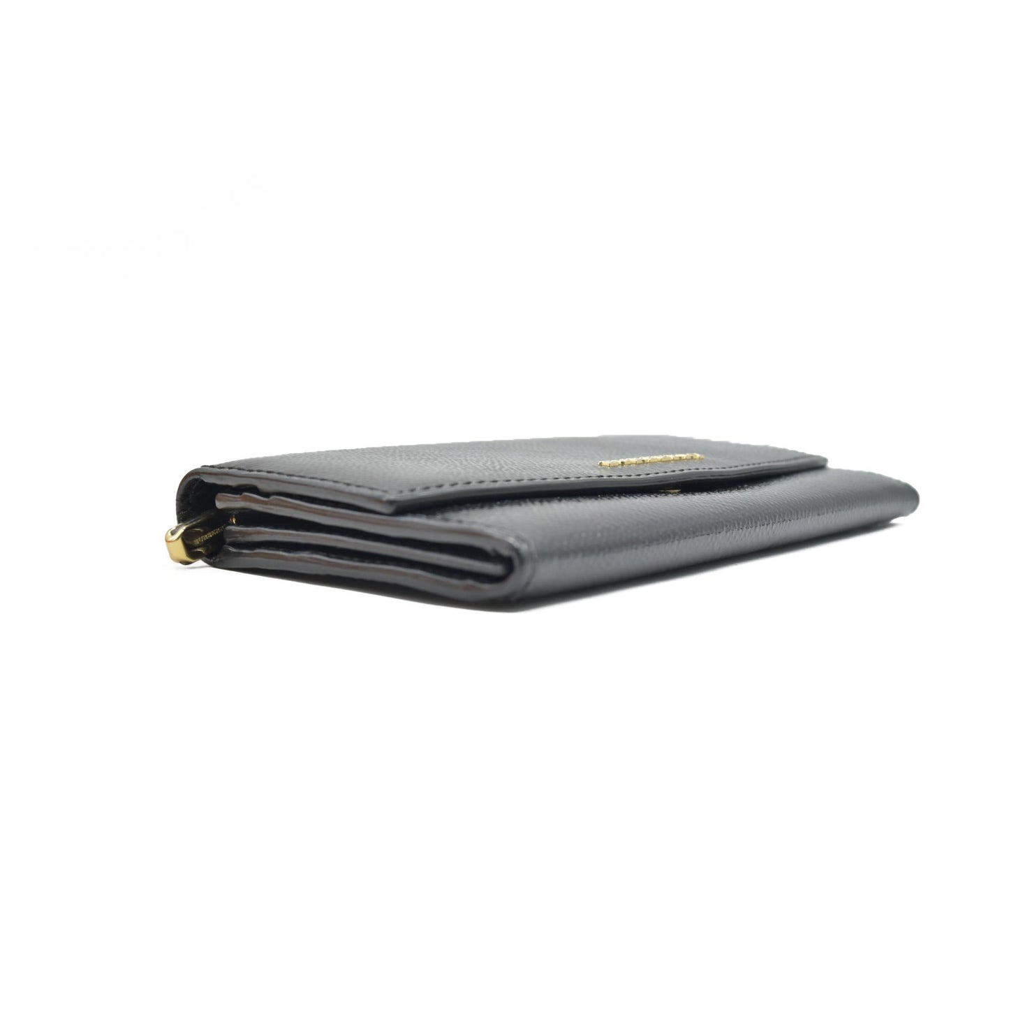 $620 Burberry Grainy Calfskin Patent Black Leather Porter Continental Wallet Black CONSIGNMENT