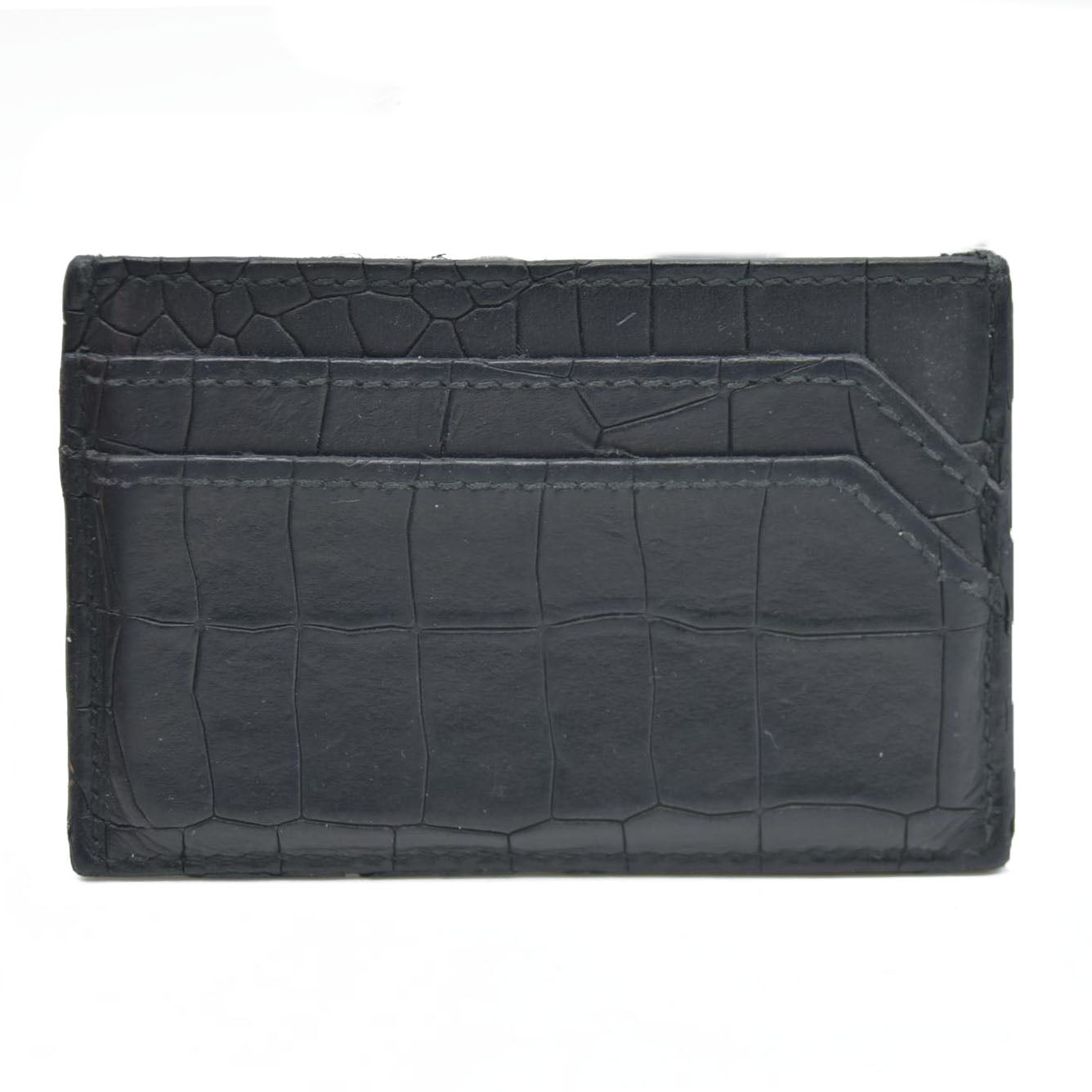 AUCTION $345 Jimmy Choo Logo Embossed Leather Card Case Black