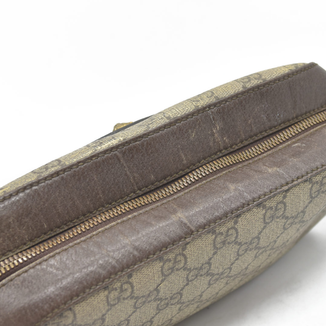$1890 Gucci  GG Supreme Monogram Web Neo Vintage Shoulder Bag Beige New Acero Crop