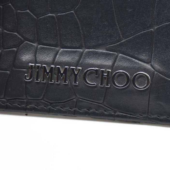 AUCTION $345 Jimmy Choo Logo Embossed Leather Card Case Black