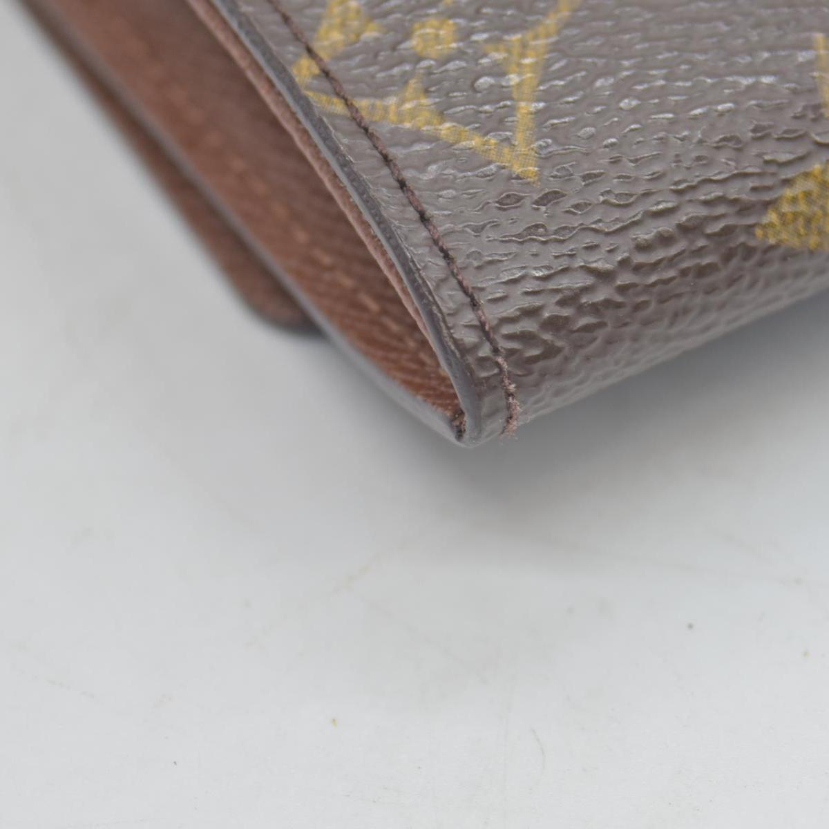 Louis Vuitton Monogram Porte Monnaie Plat Coin Purse Wallet Brown CONSIGNMENT