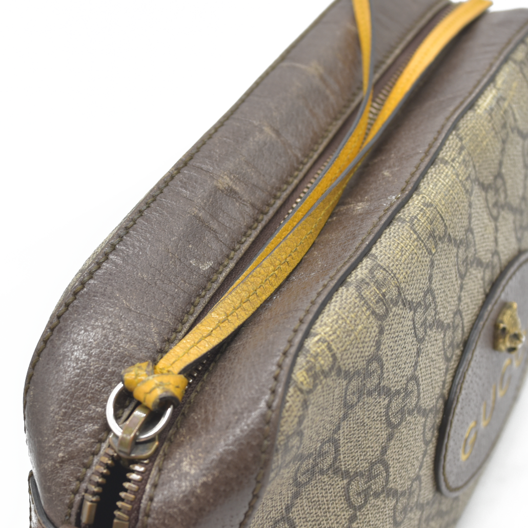 $1890 Gucci  GG Supreme Monogram Web Neo Vintage Shoulder Bag Beige New Acero Crop