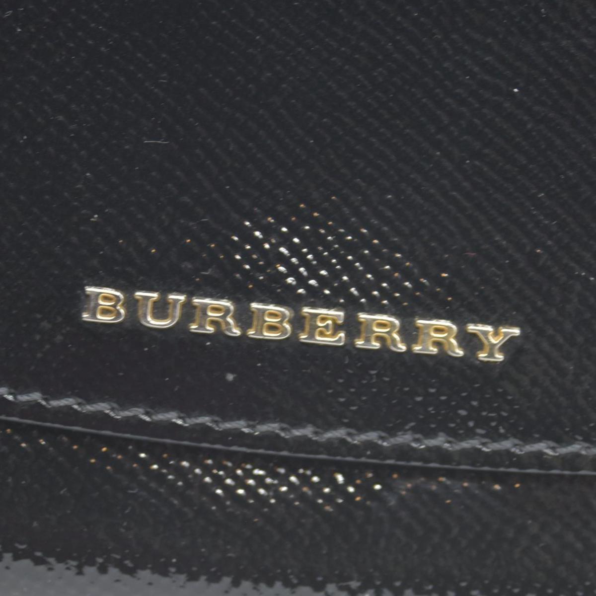 $620 Burberry Grainy Calfskin Patent Black Leather Porter Continental Wallet Black CONSIGNMENT