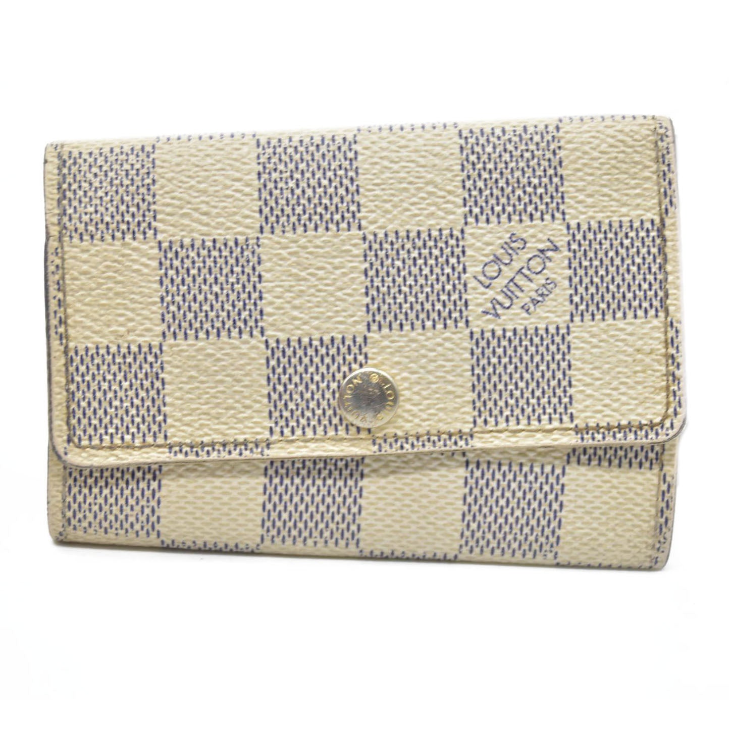 AUCTION $345 Louis Vuitton Damier Azur Multicles 6 Ring Key Case White CT3028