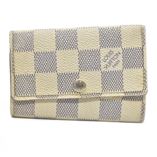 AUCTION $345 Louis Vuitton Damier Azur Multicles 6 Ring Key Case White CT3028