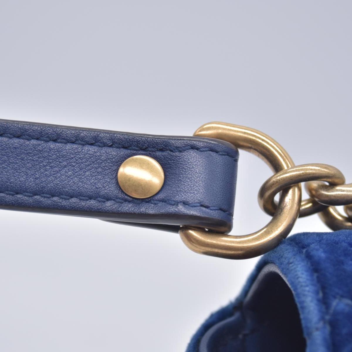 $2850 Gucci Velvet Matelasse Small GG Marmont Shoulder Bag Cobalt Blue CONSIGNMENT