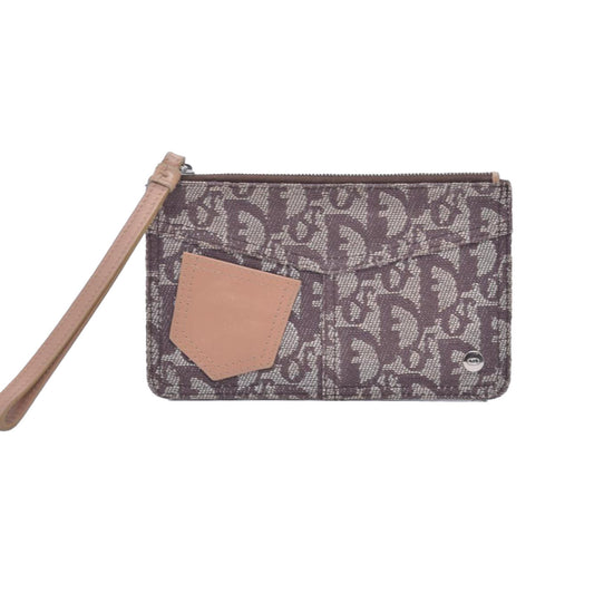 Christian Dior Diorissimo Trotter Canvas Wristlet Brown Beige CONSIGNMENT