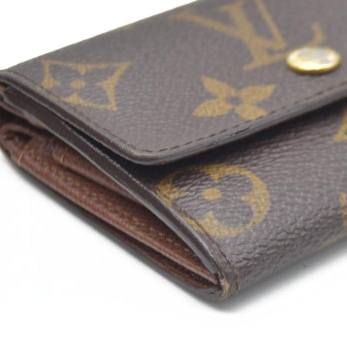 AUCTION $430 Louis Vuitton Monogram Porte Monnaie Plat Coin Purse Wallet Brown