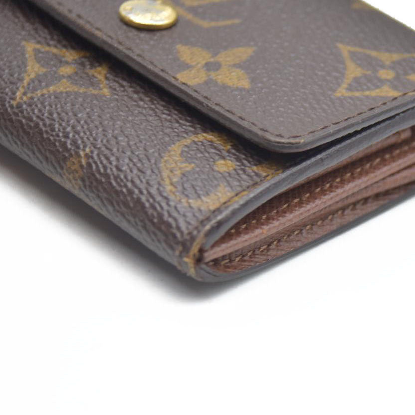 AUCTION $430 Louis Vuitton Monogram Porte Monnaie Plat Coin Purse Wallet Brown MI0027