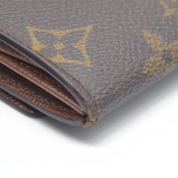 AUCTION $430 Louis Vuitton Monogram Porte Monnaie Plat Coin Purse Wallet Brown