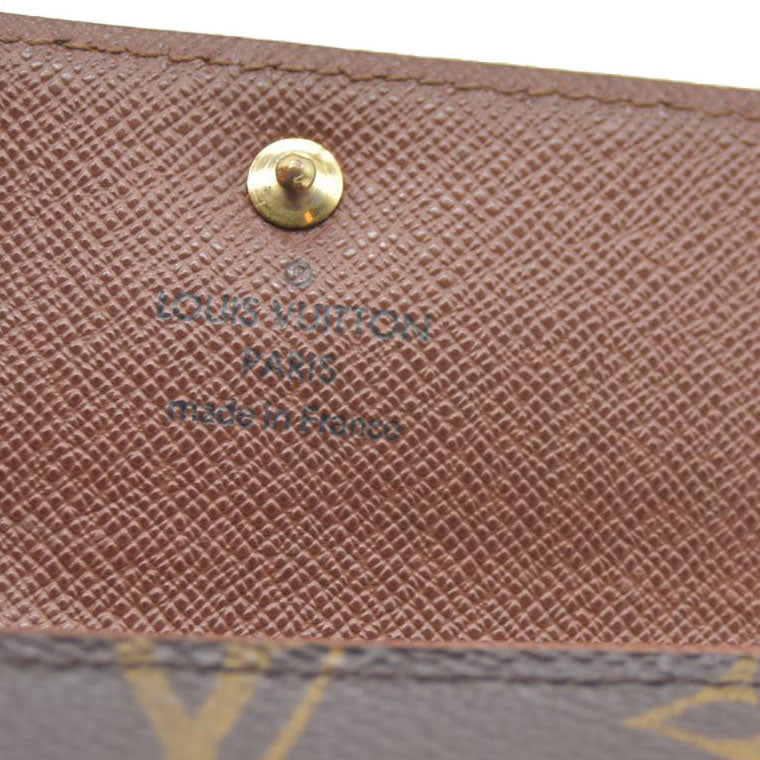 AUCTION $430 Louis Vuitton Monogram Porte Monnaie Plat Coin Purse Wallet Brown MI1906