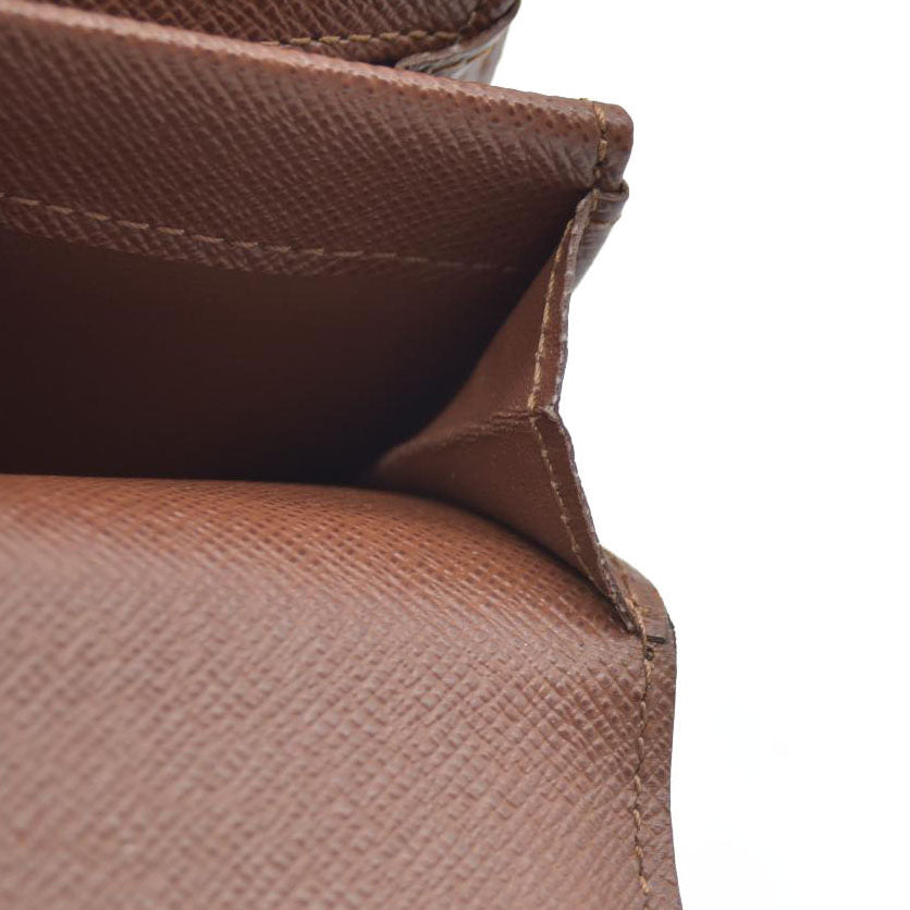 AUCTION $430 Louis Vuitton Monogram Porte Monnaie Plat Coin Purse Wallet Brown MI0027