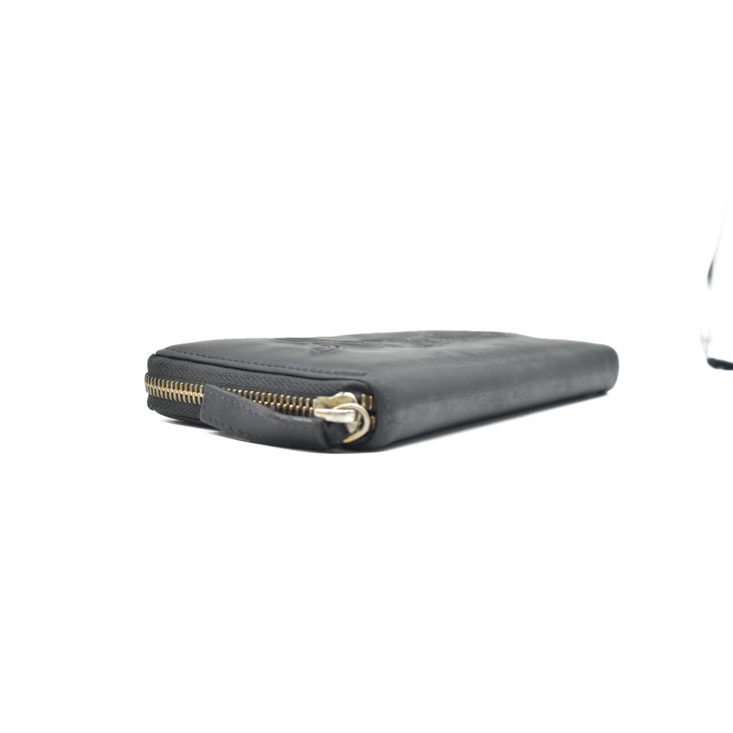 $840 BVLGARI ‘S.BULGARI’ ZIP AROUND WALLET BLACK CONSIGNMENT