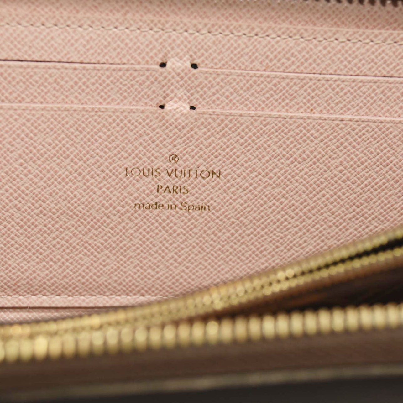 LOUIS VUITTON Damier Ebene Clemence Wallet Rose Ballerine CA0196