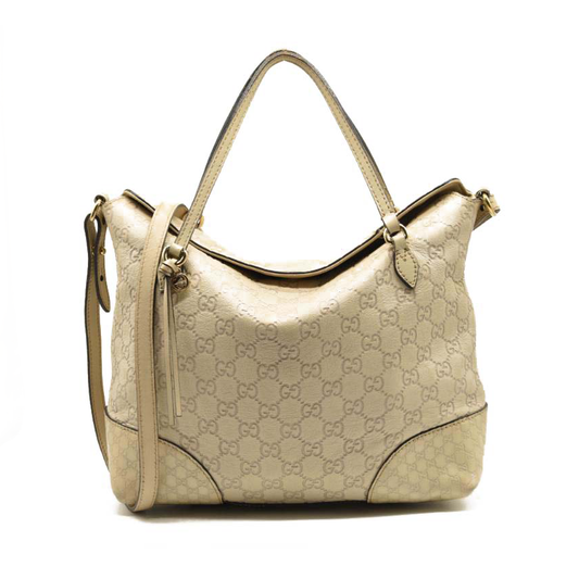 GUCCI Guccissima Medium Bree Foldover Tote Nude