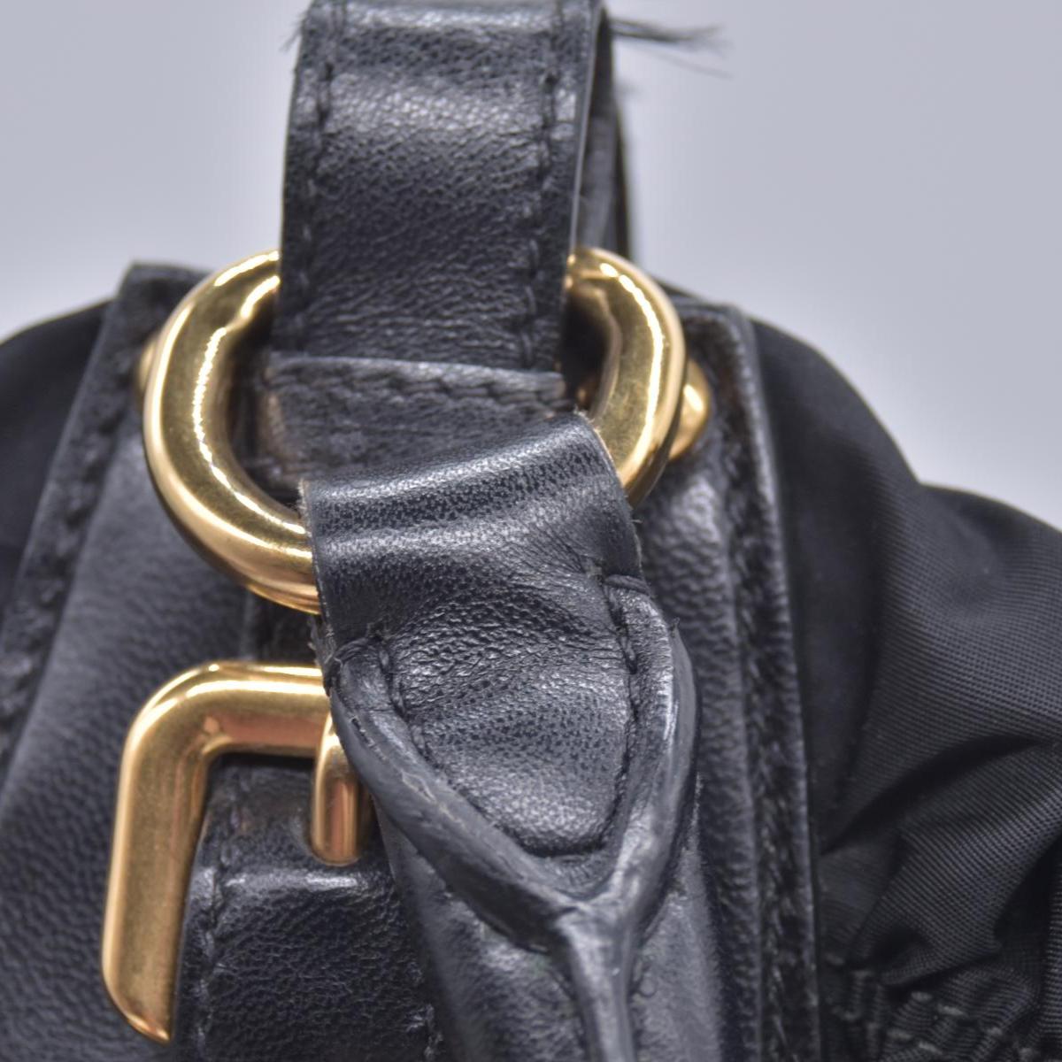 $2450 Prada Jacquard Tote Bag Nylon Gathered Vela Black CONSIGNMENT