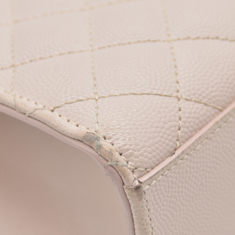 $3200 Saint Laurent Grain De Poudre Textured Mixed Matelasse Large Triquilt Monogram Satchel Light Pink