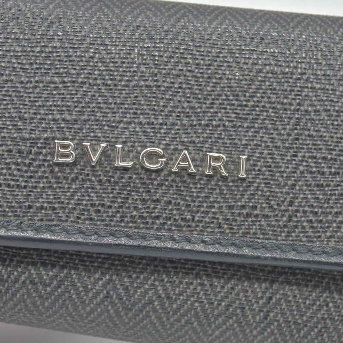 BVLGARI Weekend Gray PVC Black Leather 6 Pics Key Cases CONSIGNMENT